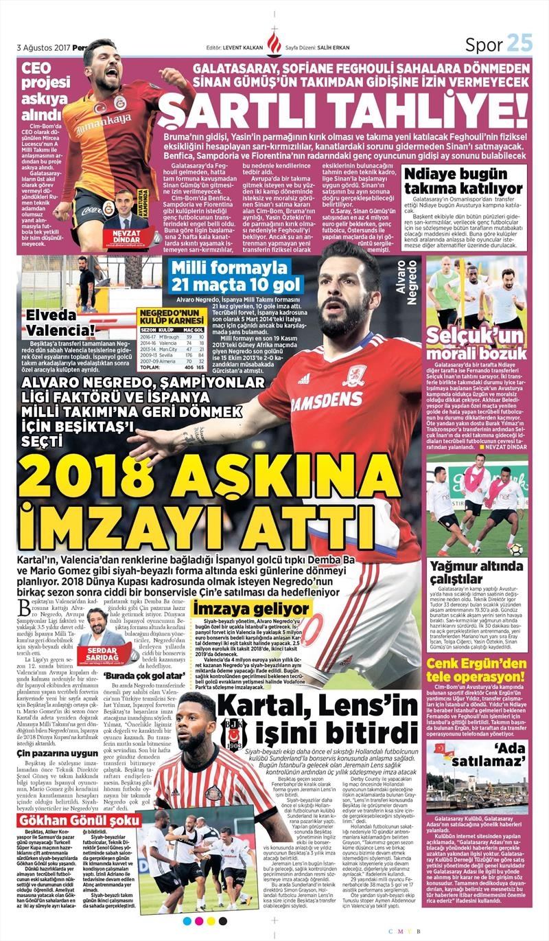 03 Ağustos 2017 | Gazetelerin Beşiktaş Manşetleri - Görsel 9