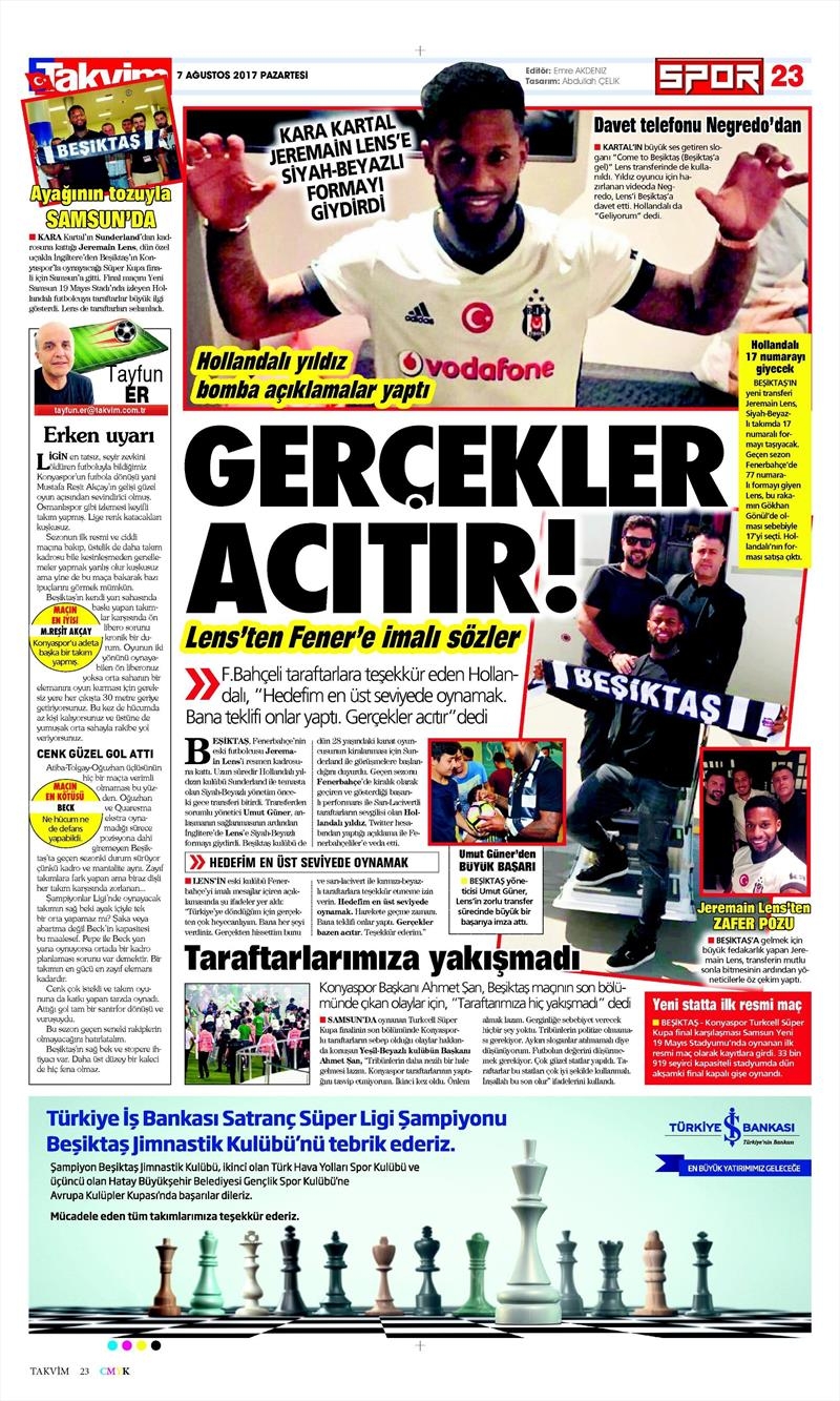 7 Ağustos 2017 | İşte Gazetelerin Beşiktaş manşetleri - Görsel 10