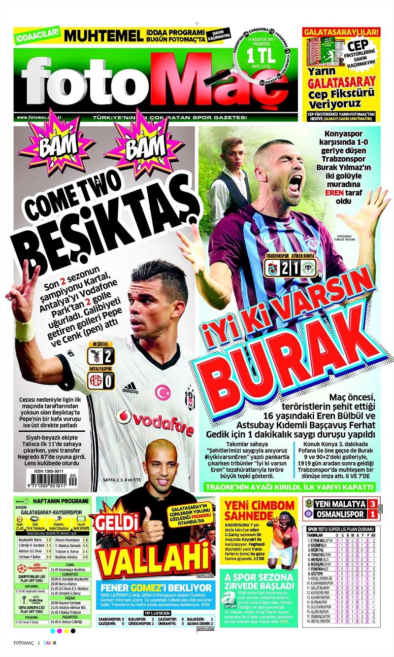14 Ağustos 2017 | Gazetelerin Beşiktaş Manşetleri - Görsel 10