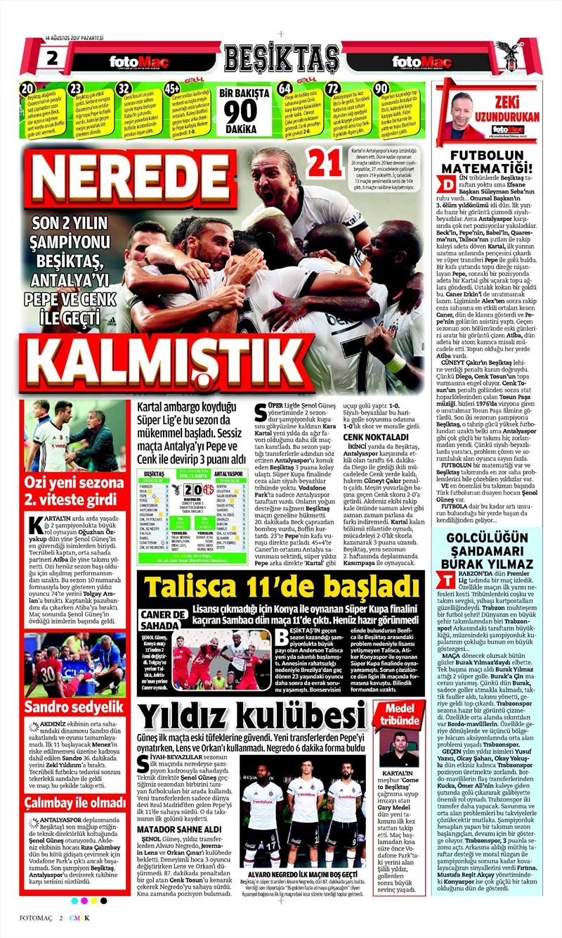 14 Ağustos 2017 | Gazetelerin Beşiktaş Manşetleri - Görsel 11