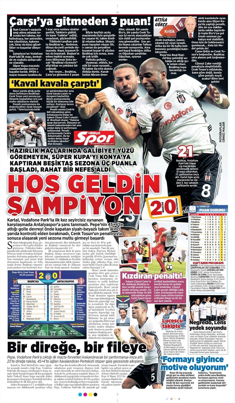 14 Ağustos 2017 | Gazetelerin Beşiktaş Manşetleri - Görsel 16