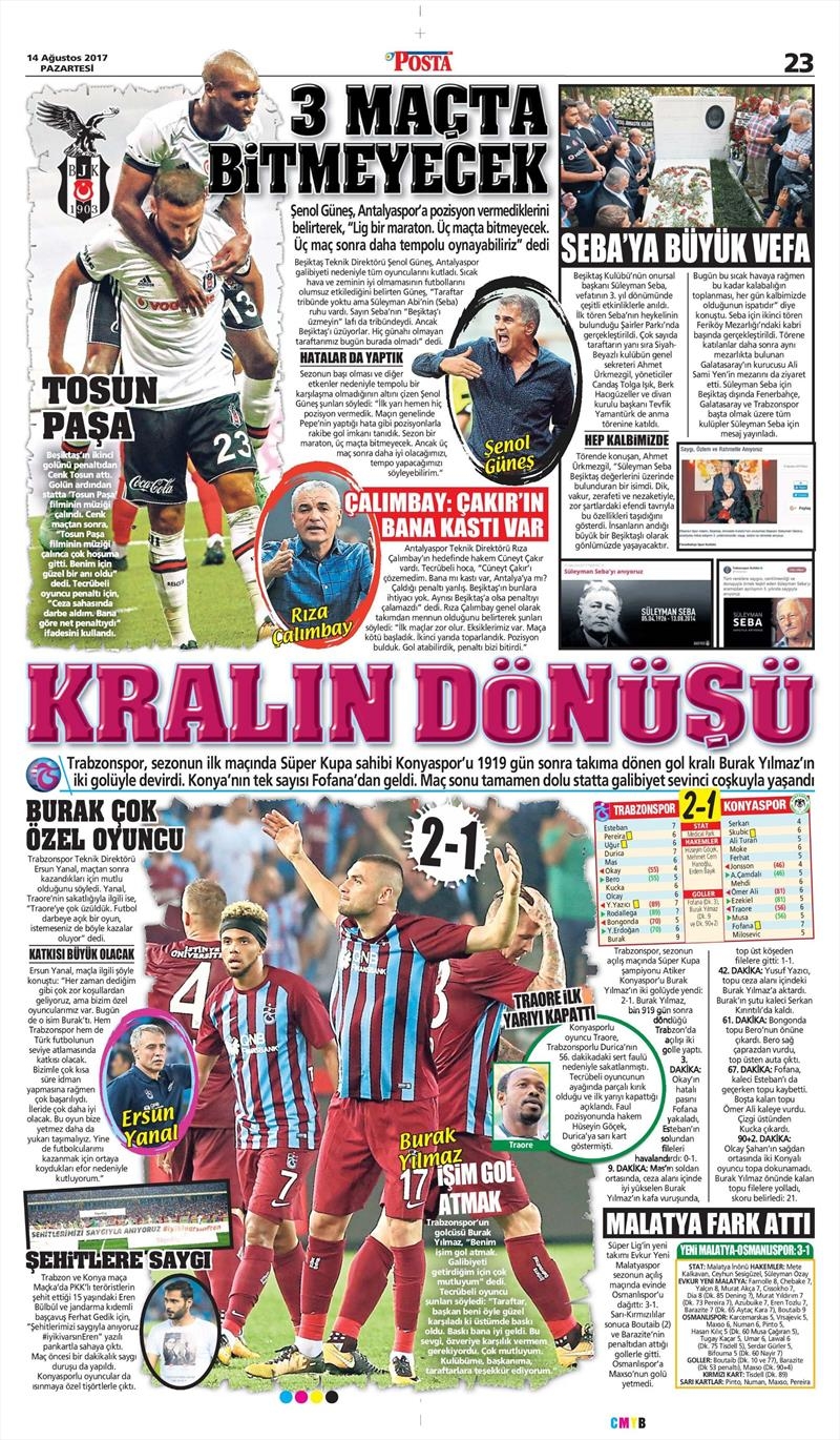 14 Ağustos 2017 | Gazetelerin Beşiktaş Manşetleri - Görsel 21