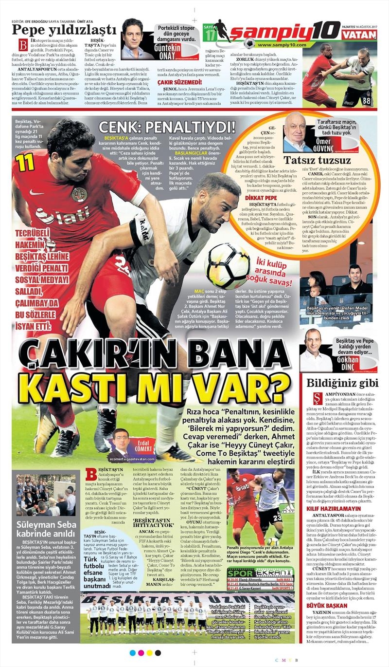14 Ağustos 2017 | Gazetelerin Beşiktaş Manşetleri - Görsel 29