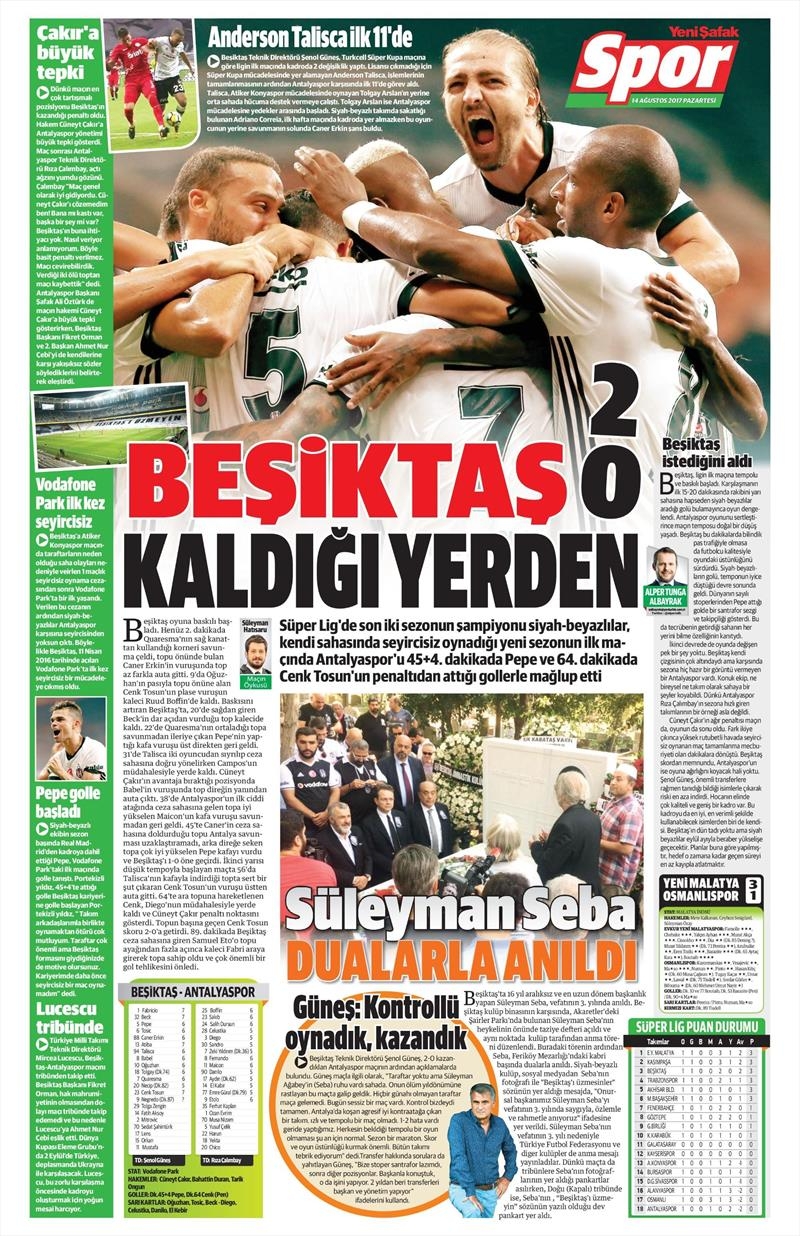 14 Ağustos 2017 | Gazetelerin Beşiktaş Manşetleri - Görsel 31