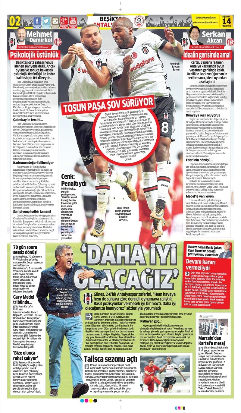 14 Ağustos 2017 | Gazetelerin Beşiktaş Manşetleri - Görsel 7