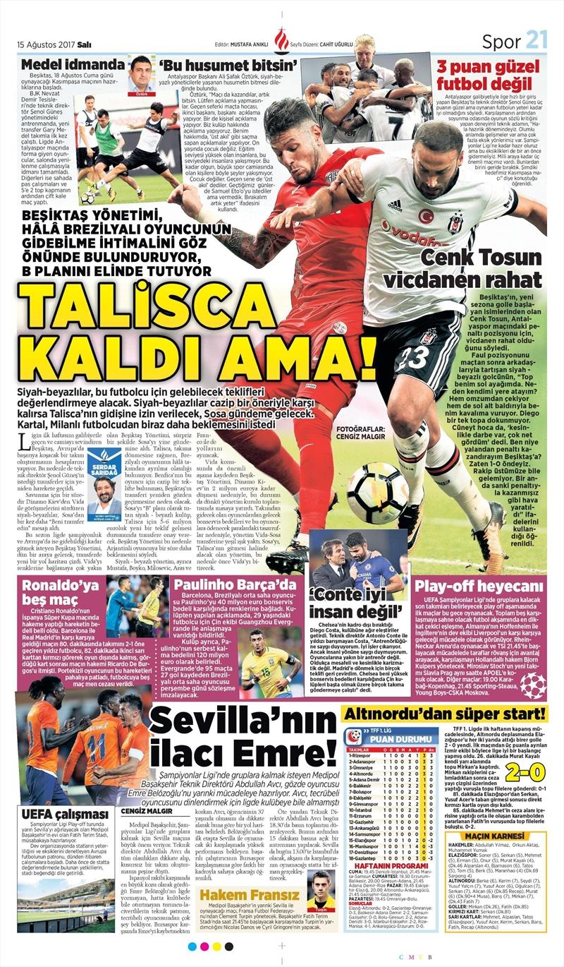 15 Ağustos 2017 | Gazetelerin Beşiktaş Manşetleri - Görsel 5