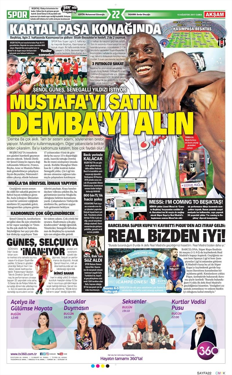18 Ağustos 2017 | Gazetelerin Beşiktaş Manşetleri - Görsel 2