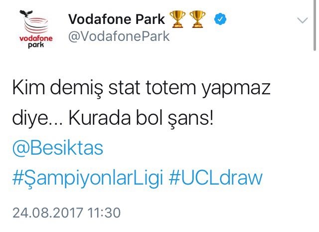 Vodafone Park'tan eğlenceli Şampiyonlar Ligi paylaşımları - Görsel 1