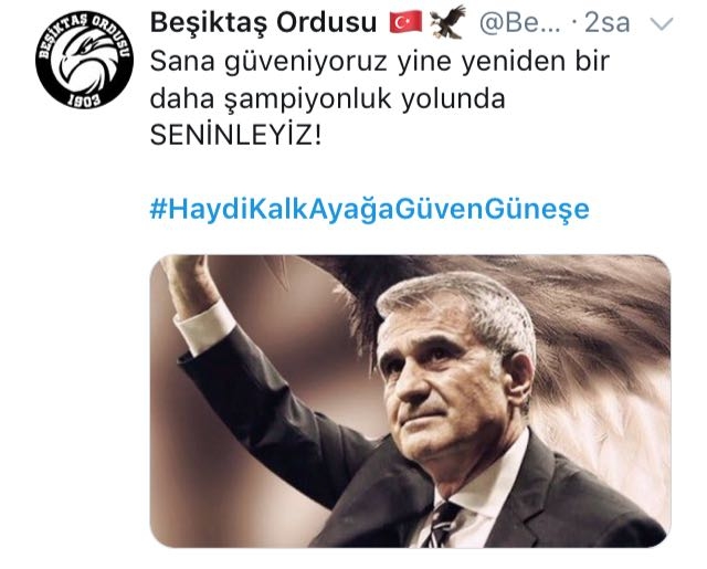Beşiktaş taraftarından mesaj: #HaydiKalkAyağaGüvenGüneşe - Görsel 1