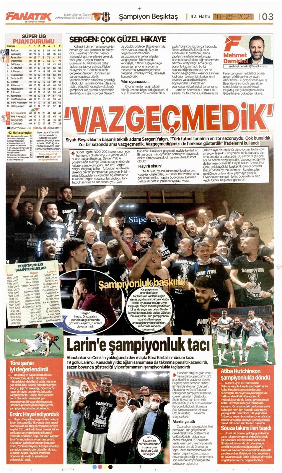 Spor basınında günün öne çıkan gazete manşetlerini sizin için derledik... - Görsel 5