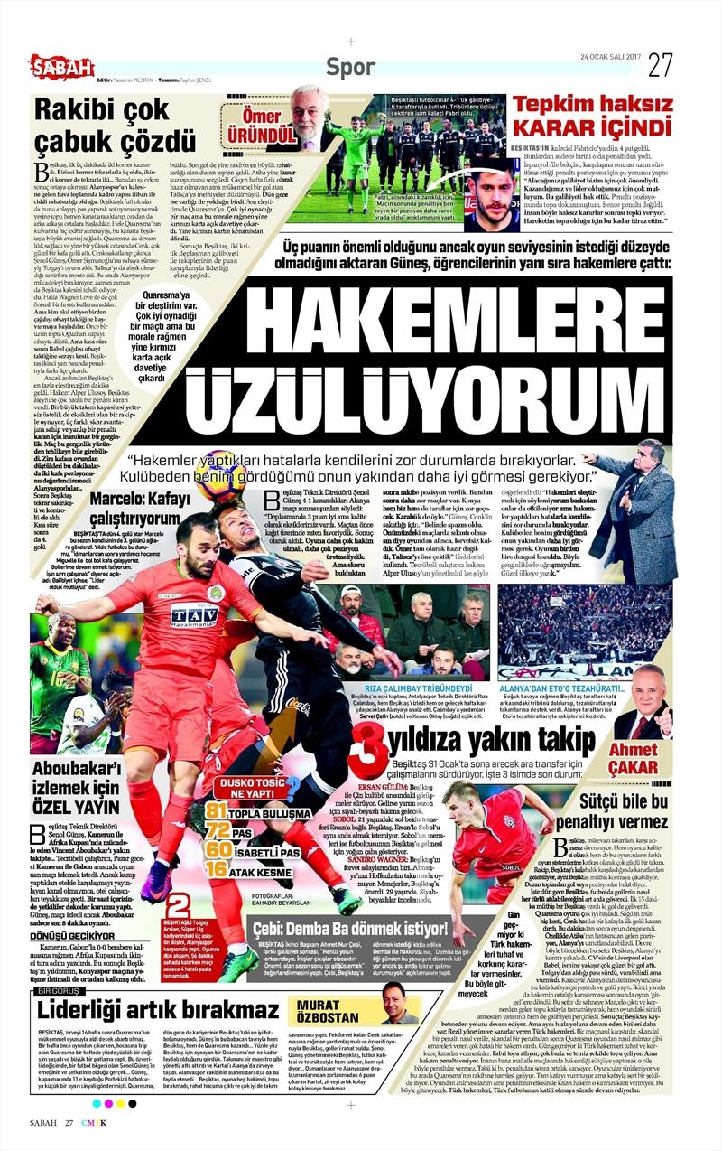 24 Ocak 2017 | İşte gazetelerin Beşiktaş manşetleri - Görsel 17