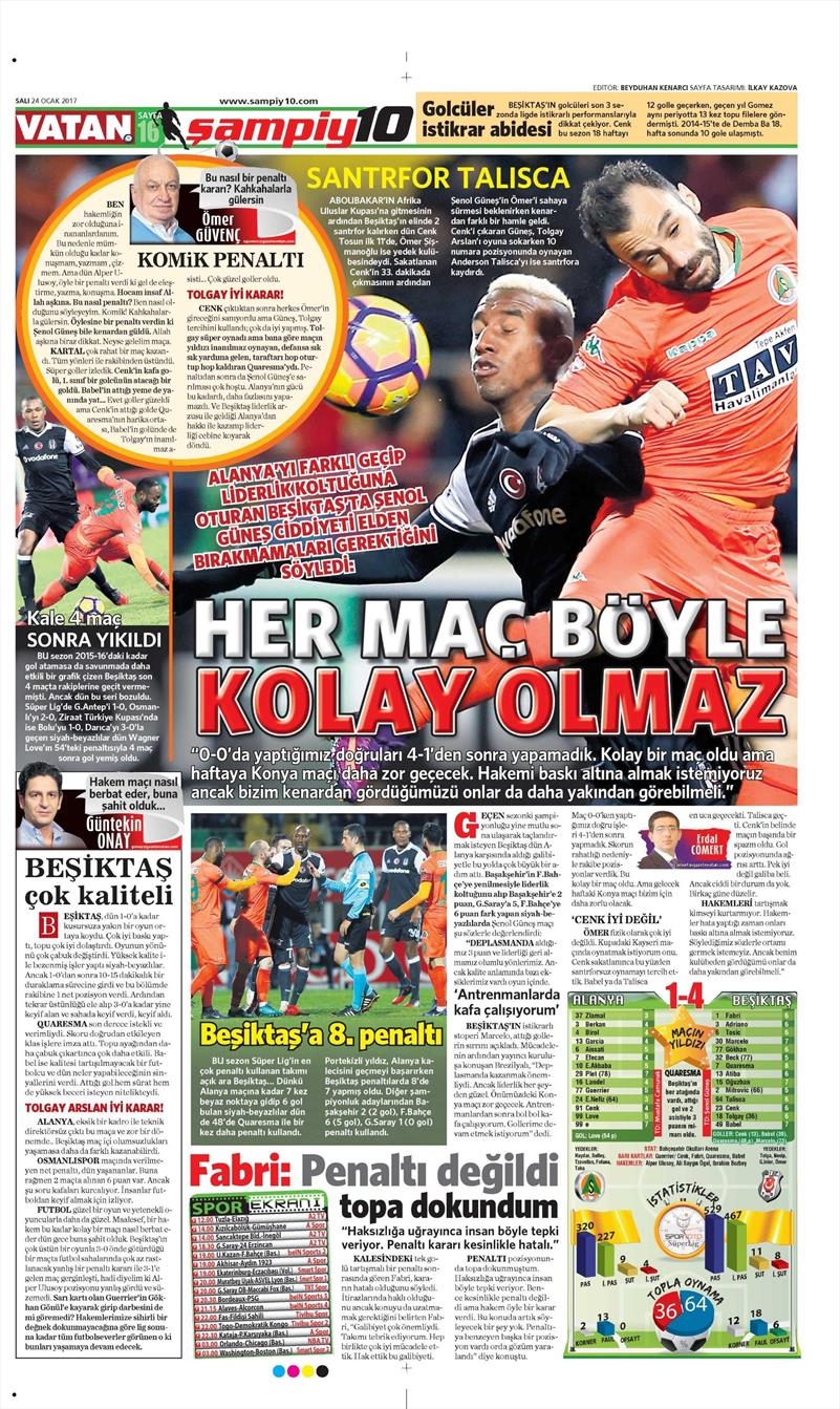 24 Ocak 2017 | İşte gazetelerin Beşiktaş manşetleri - Görsel 18