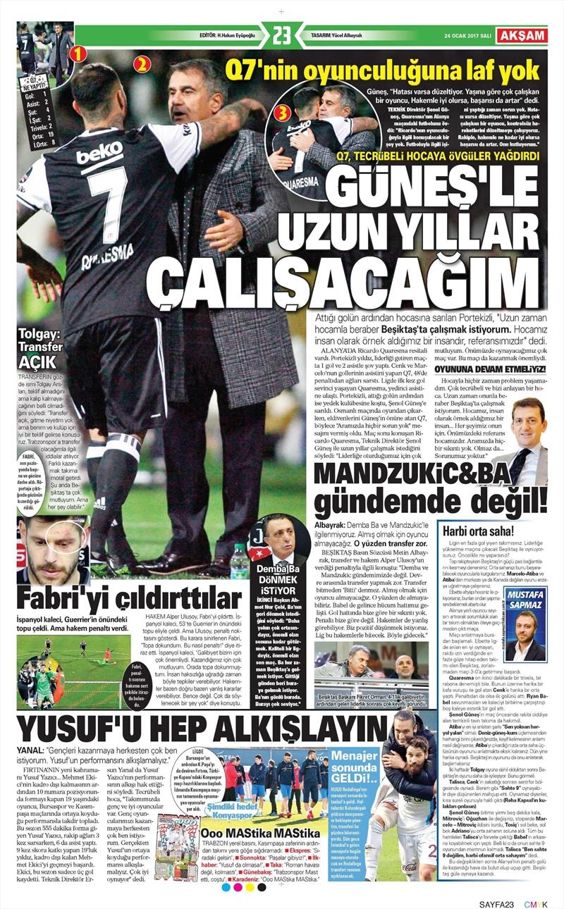 24 Ocak 2017 | İşte gazetelerin Beşiktaş manşetleri - Görsel 2