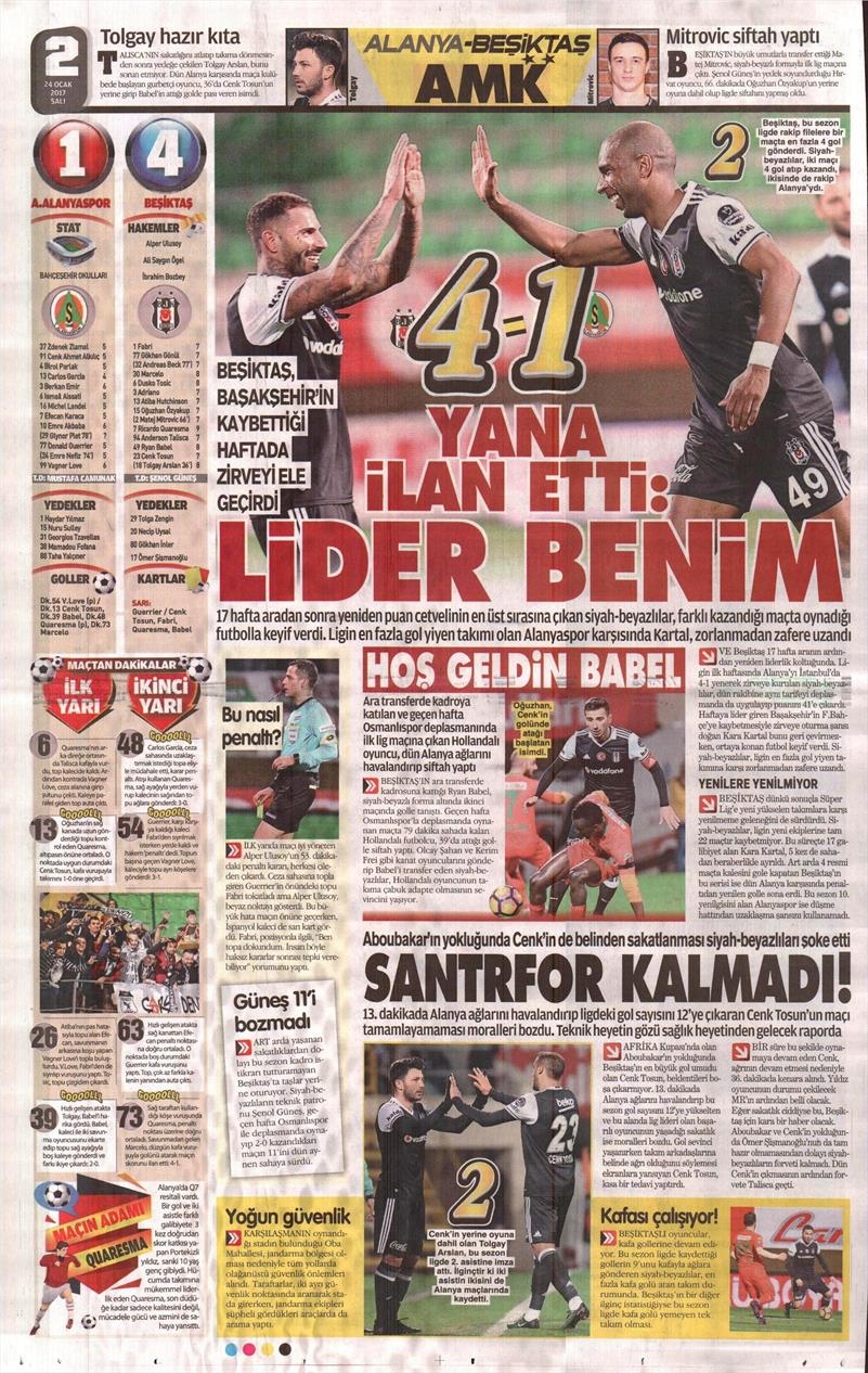24 Ocak 2017 | İşte gazetelerin Beşiktaş manşetleri - Görsel 4