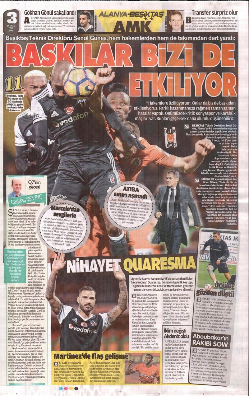 24 Ocak 2017 | İşte gazetelerin Beşiktaş manşetleri - Görsel 5