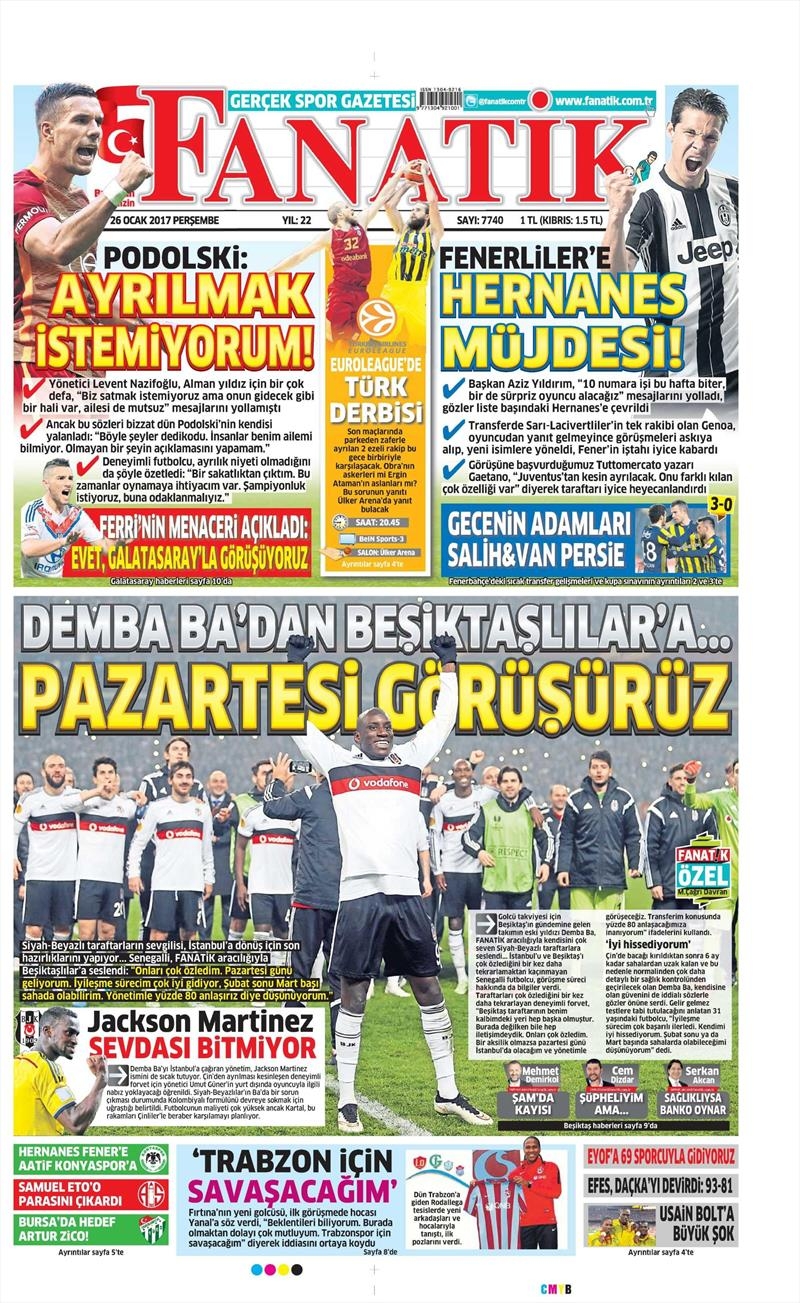 26 Ocak 2017 | İşte gazetelerin Beşiktaş manşetleri - Görsel 1