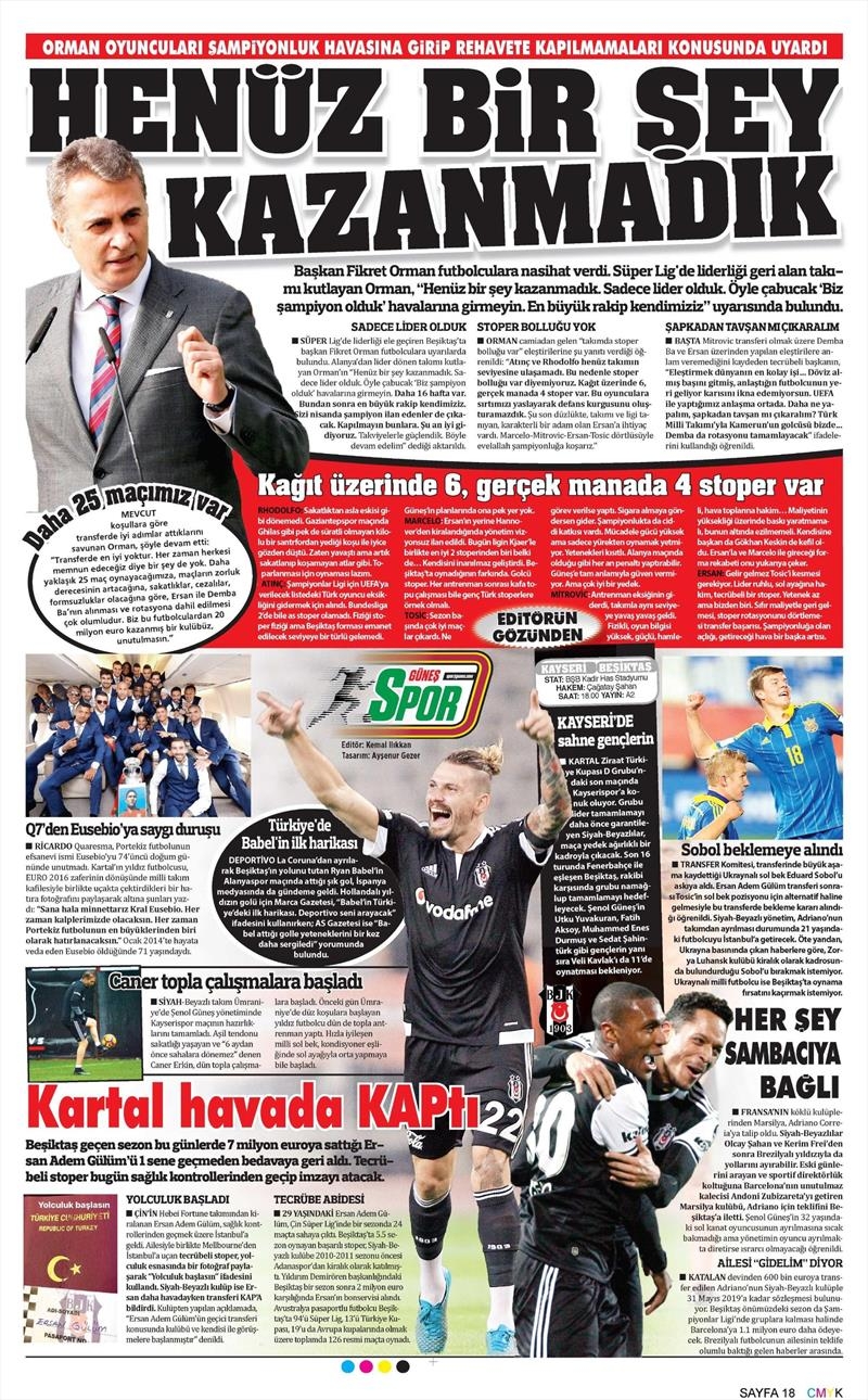 26 Ocak 2017 | İşte gazetelerin Beşiktaş manşetleri - Görsel 3