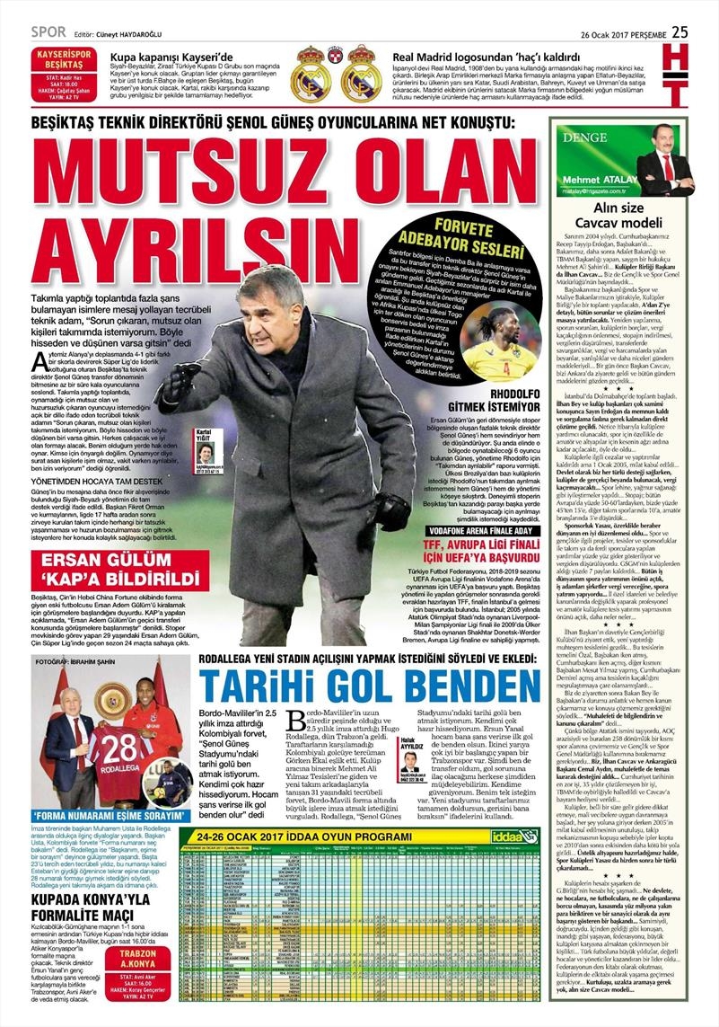26 Ocak 2017 | İşte gazetelerin Beşiktaş manşetleri - Görsel 4