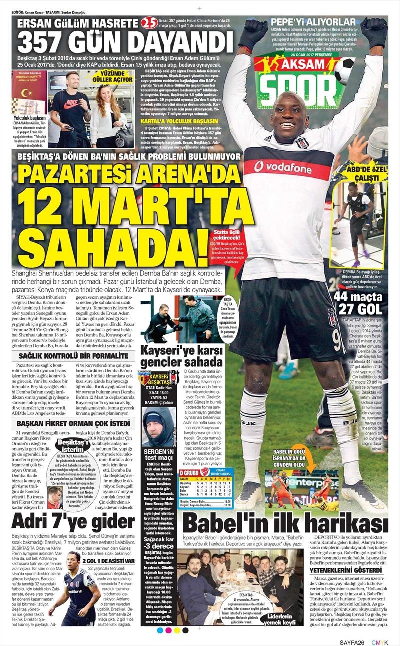 26 Ocak 2017 | İşte gazetelerin Beşiktaş manşetleri - Görsel 7