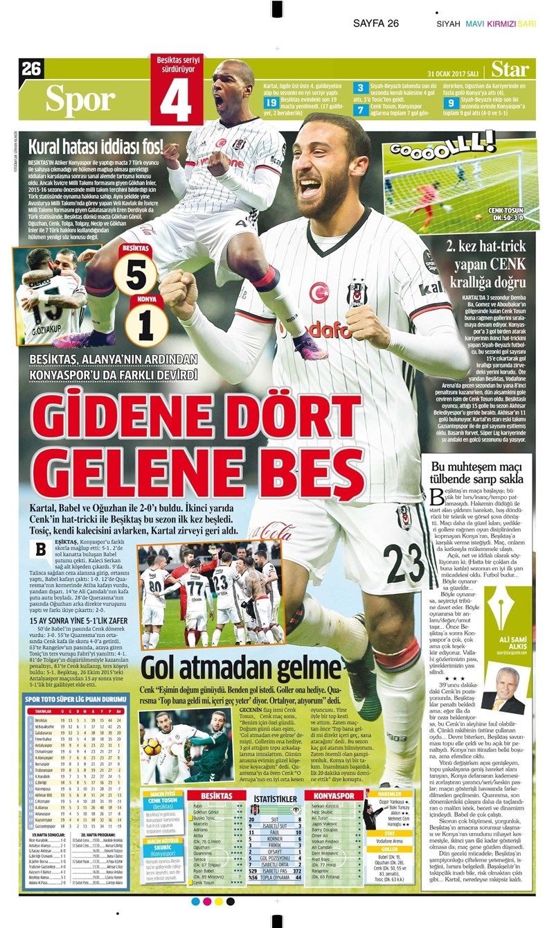 31 Ocak 2017 | İşte gazetelerin Beşiktaş manşetleri - Görsel 11