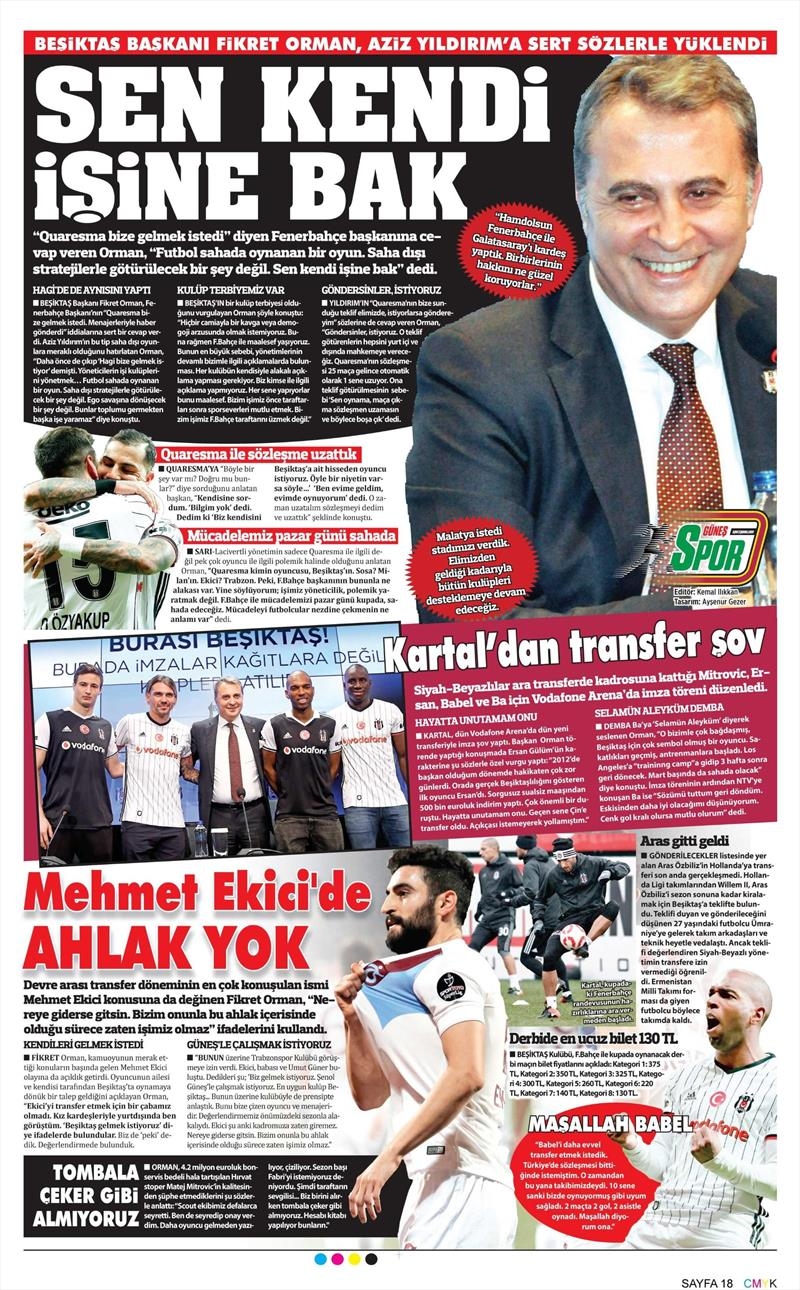 01 Şubat 2017 | İşte gazetelerin Beşiktaş manşetleri - Görsel 3