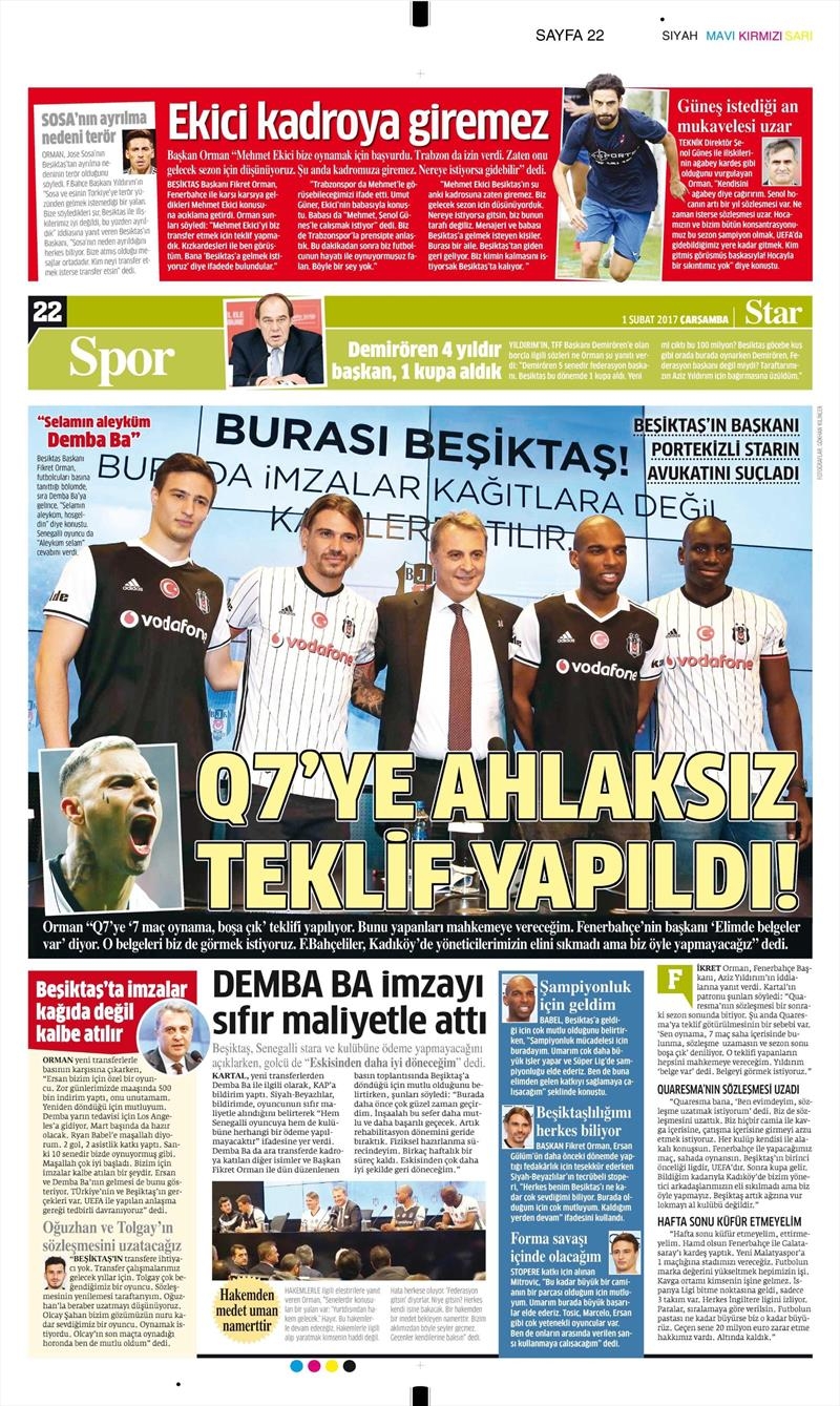 01 Şubat 2017 | İşte gazetelerin Beşiktaş manşetleri - Görsel 7