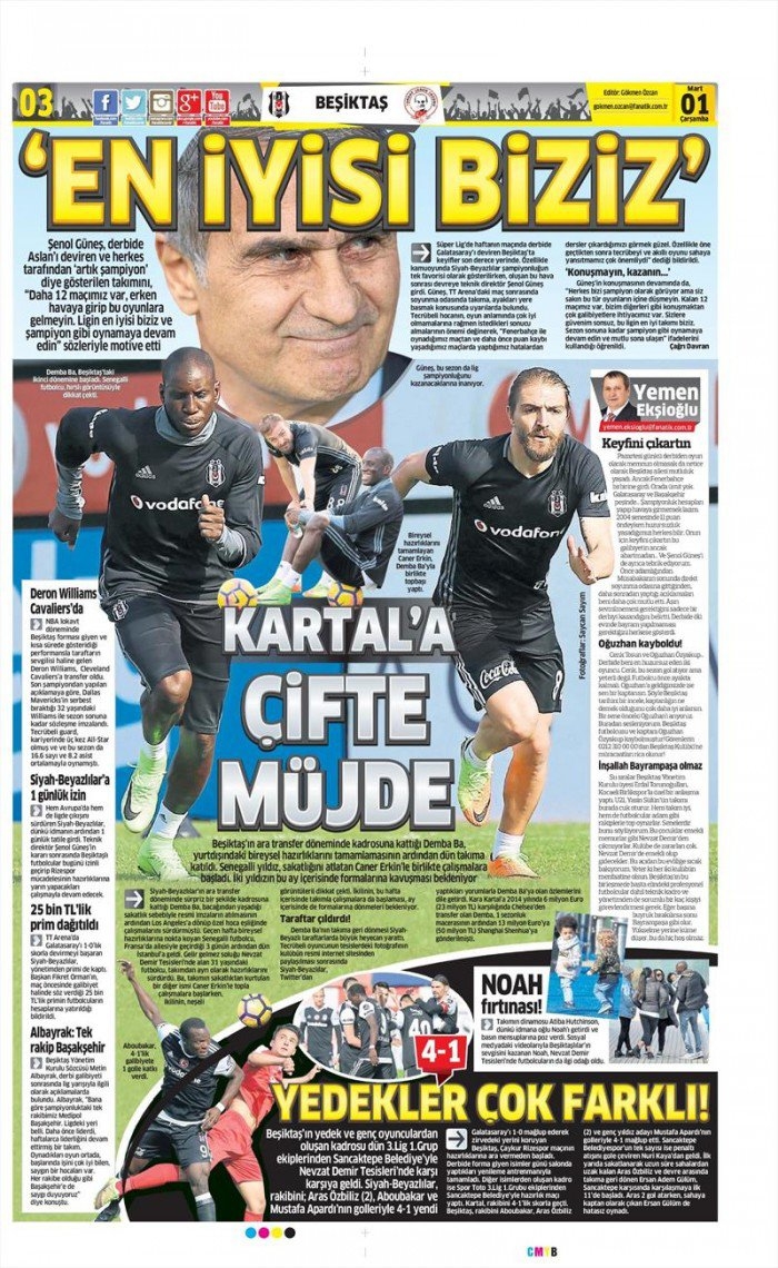 1 Mart 2017 | İşte gazetelerin Beşiktaş manşetleri - Görsel 5