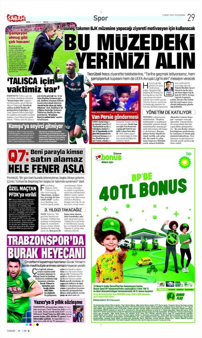 2 Mart 2017 | İşte gazetelerin Beşiktaş manşetleri - Görsel 13