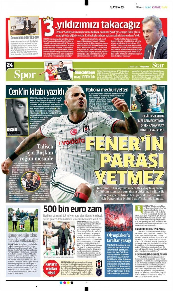 2 Mart 2017 | İşte gazetelerin Beşiktaş manşetleri - Görsel 15