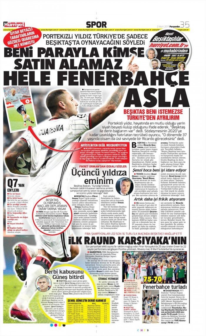 2 Mart 2017 | İşte gazetelerin Beşiktaş manşetleri - Görsel 5