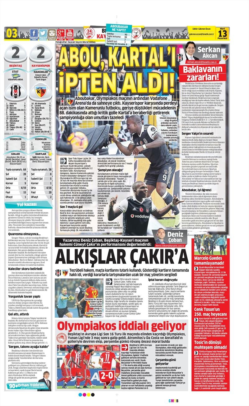 13 Mart 2017 | İşte gazetelerin Beşiktaş manşetleri - Görsel 19