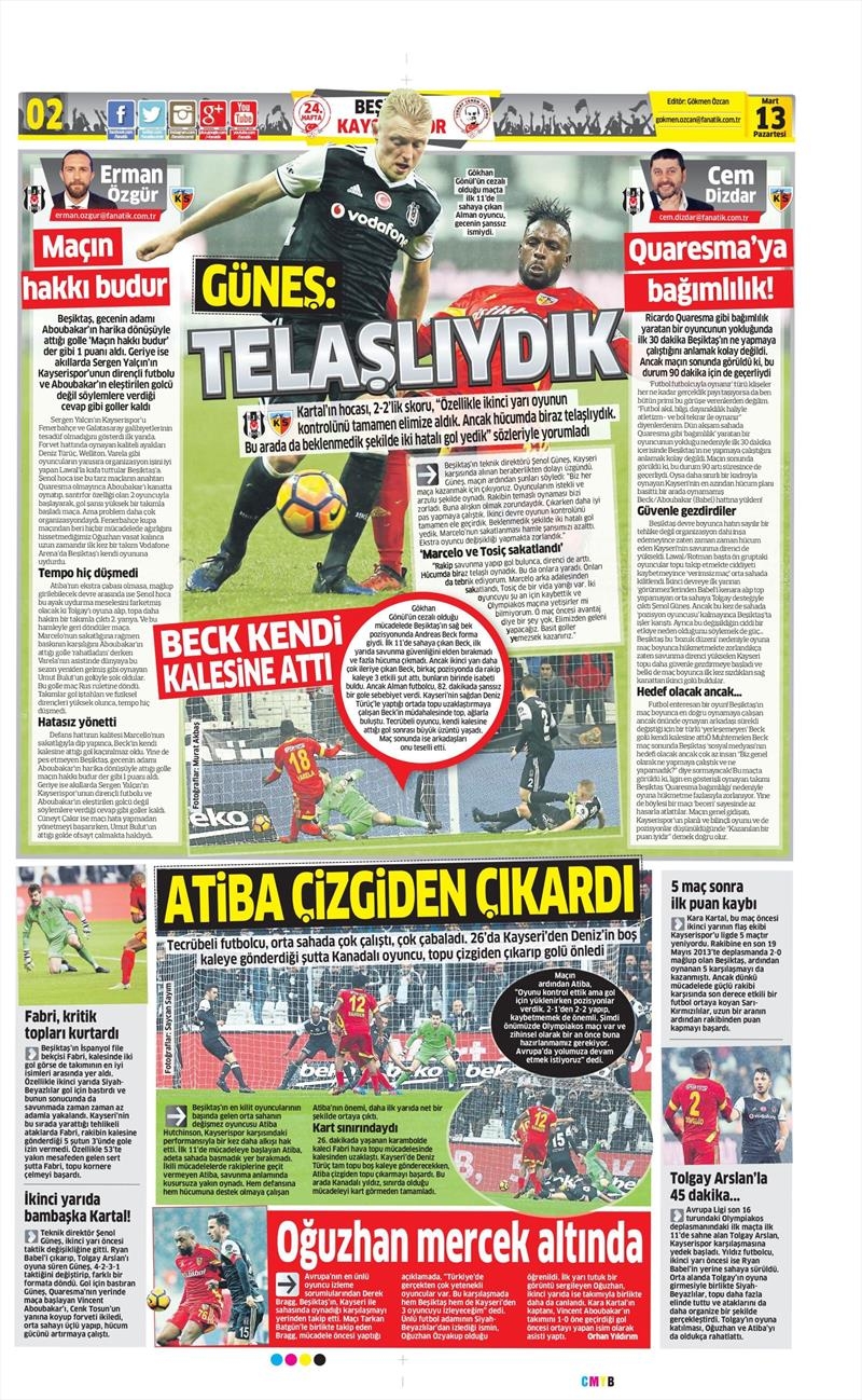 13 Mart 2017 | İşte gazetelerin Beşiktaş manşetleri - Görsel 20