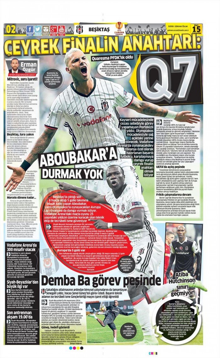 15 Mart 2017 | İşte gazetelerin Beşiktaş manşetleri - Görsel 2