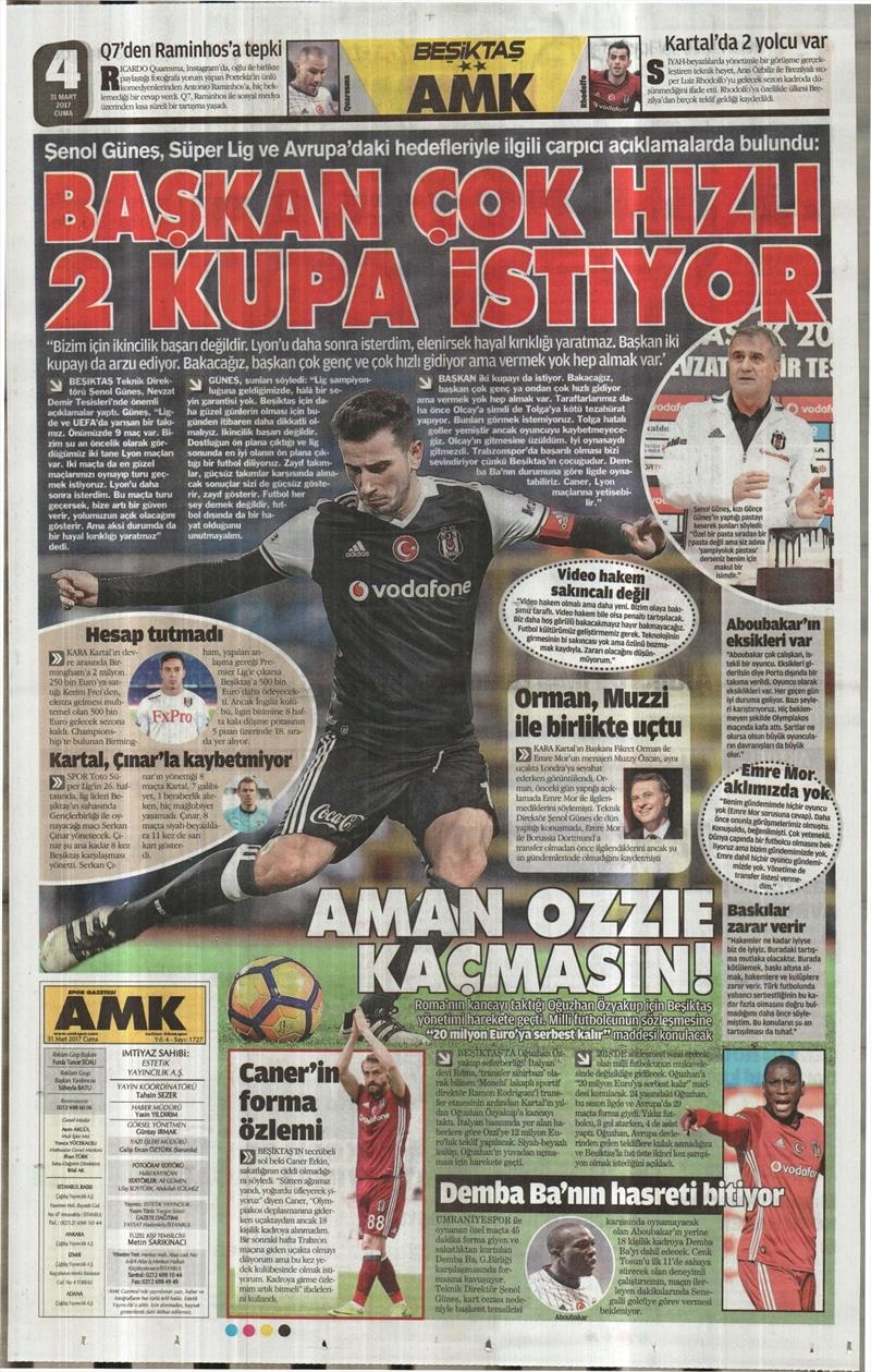 31 Mart 2017 | İşte gazetelerin Beşiktaş manşetleri - Görsel 9