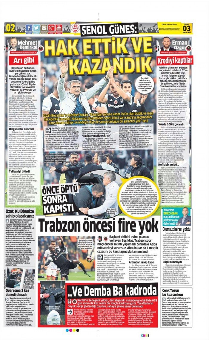 3 Nisan 2017 | İşte gazetelerin Beşiktaş manşetleri - Görsel 2