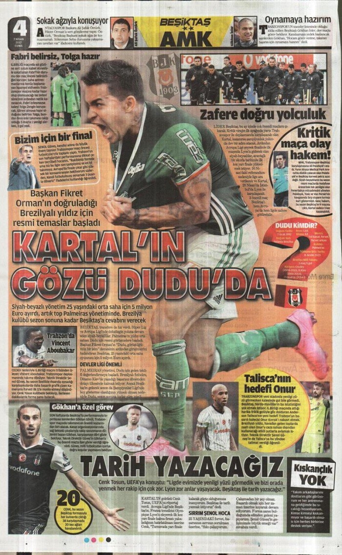 7 Nisan 2017 | İşte gazetelerin Beşiktaş manşetleri - Görsel 1