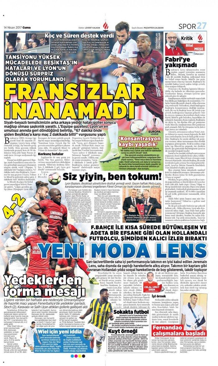 14 Nisan 2017 | İşte gazetelerin Beşiktaş manşetleri - Görsel 12
