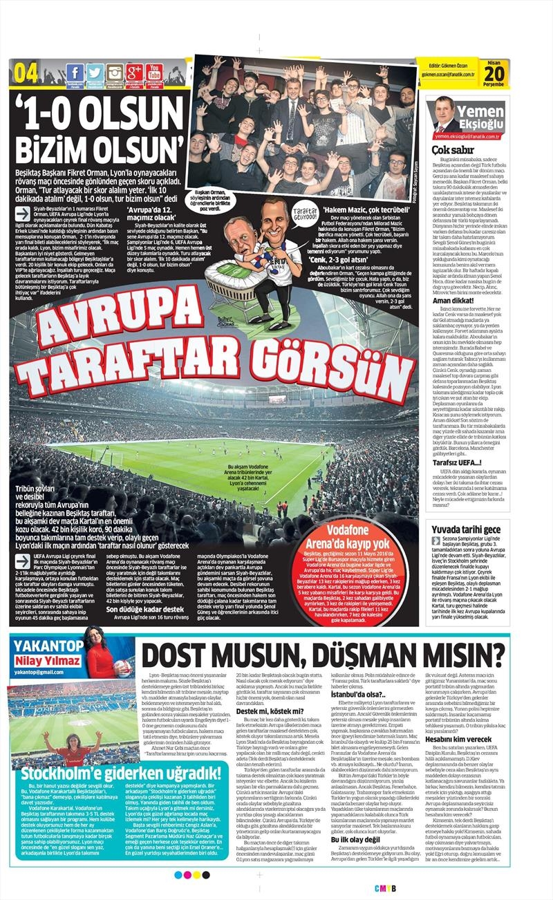 20 Nisan 2017 | İşte gazetelerin Beşiktaş manşetleri - Görsel 4