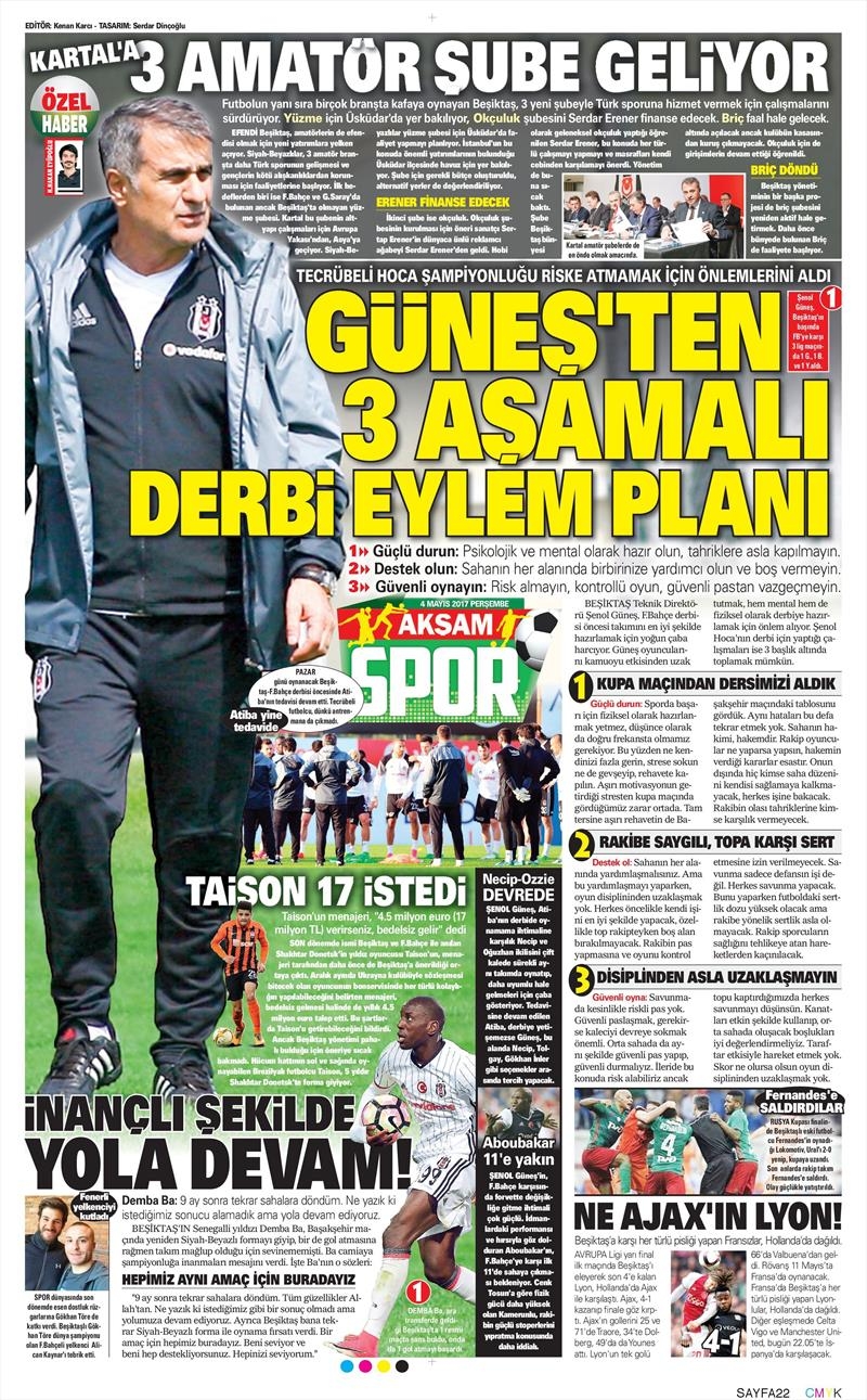 4 Mayıs 2017 | İşte gazetelerin Beşiktaş manşetleri - Görsel 3