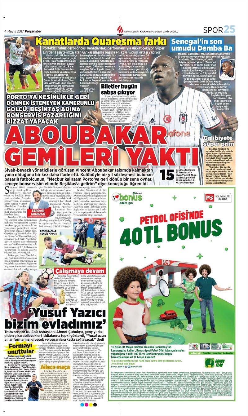 4 Mayıs 2017 | İşte gazetelerin Beşiktaş manşetleri - Görsel 5