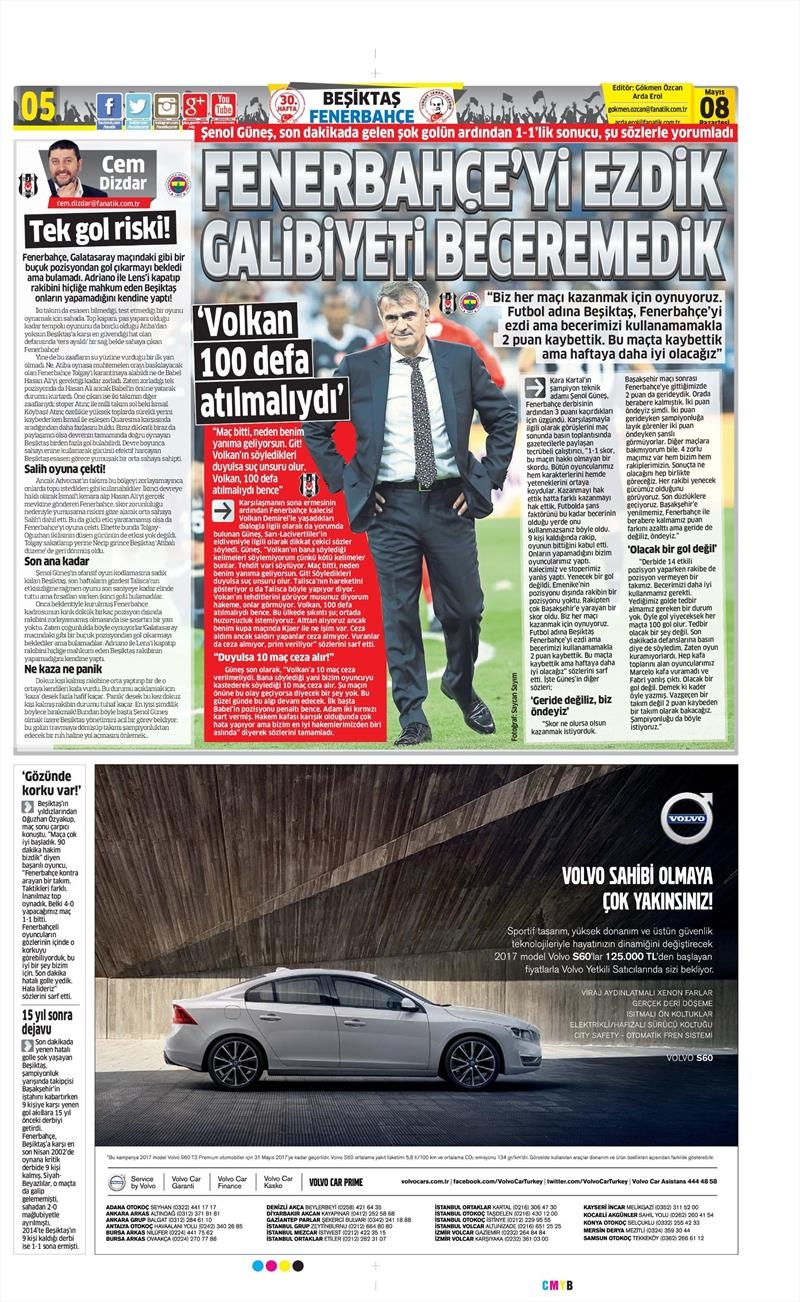8 Mayıs 2017 | İşte gazetelerin Beşiktaş manşetleri - Görsel 17