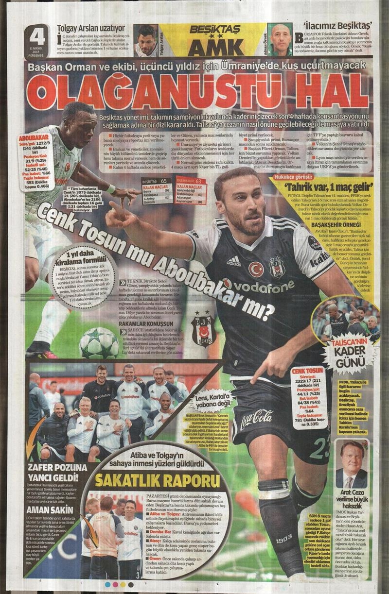 11 Mayıs 2017 | İşte gazetelerin Beşiktaş manşetleri - Görsel 1