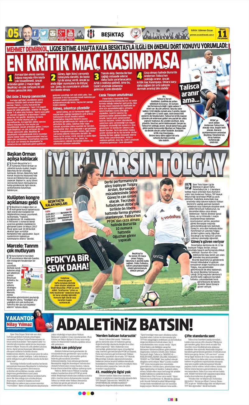 11 Mayıs 2017 | İşte gazetelerin Beşiktaş manşetleri - Görsel 2