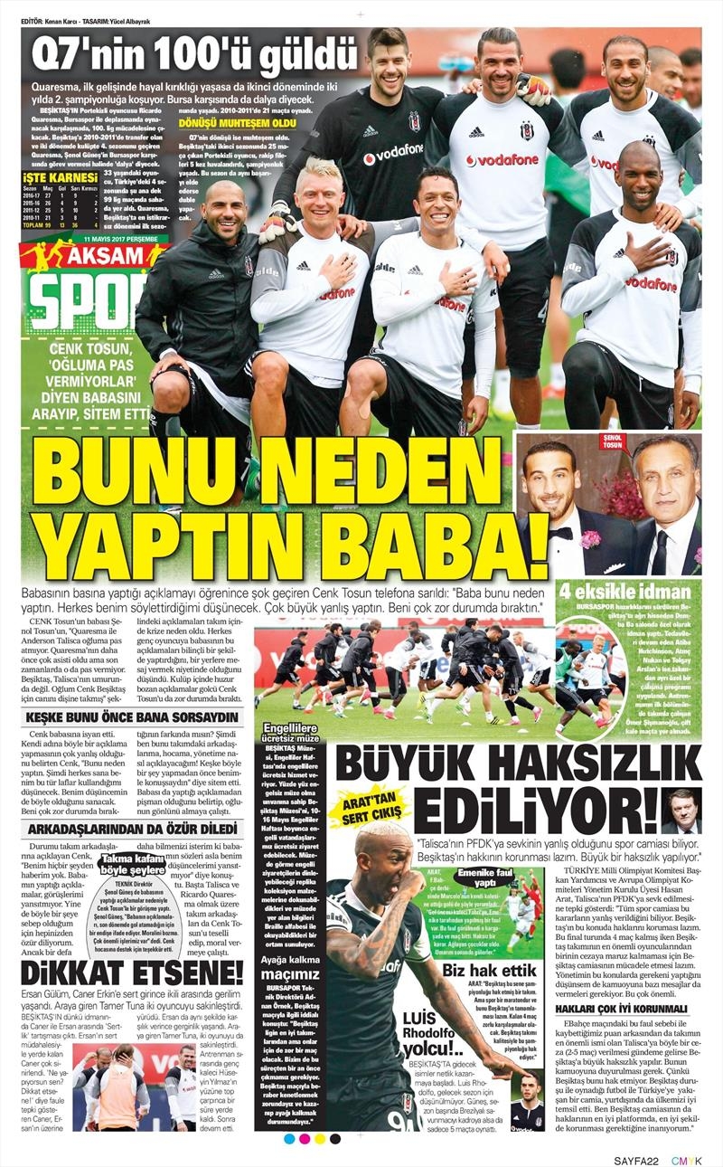 11 Mayıs 2017 | İşte gazetelerin Beşiktaş manşetleri - Görsel 5