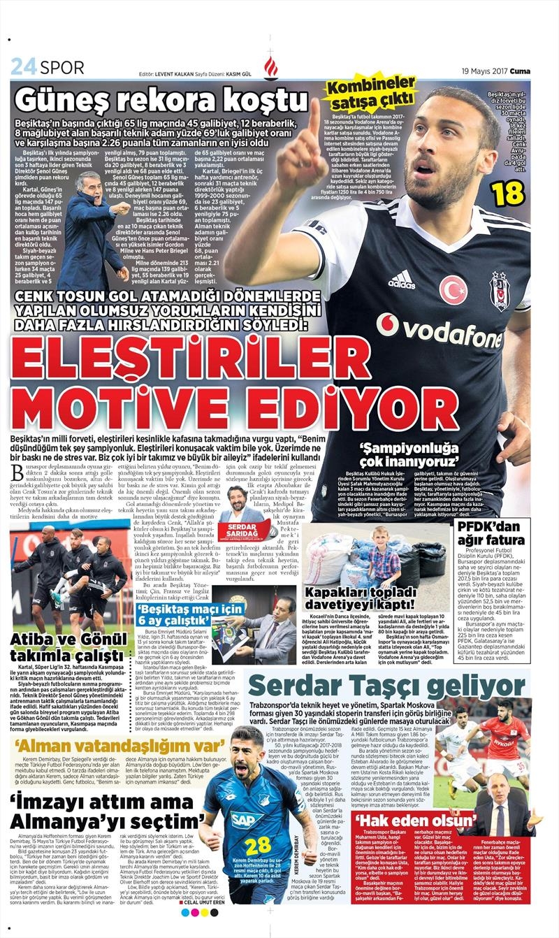 19 Mayıs 2017 | İşte gazetelerin Beşiktaş manşetleri - Görsel 2