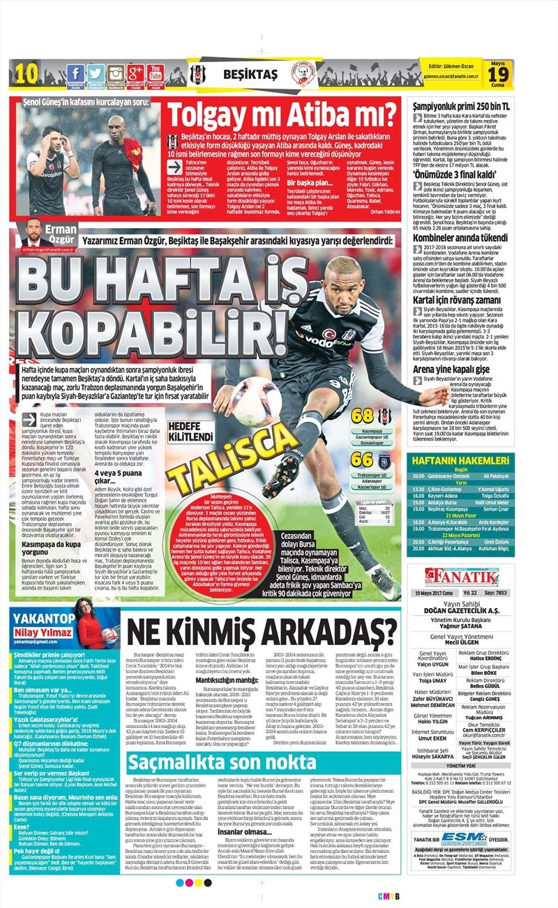 19 Mayıs 2017 | İşte gazetelerin Beşiktaş manşetleri - Görsel 5