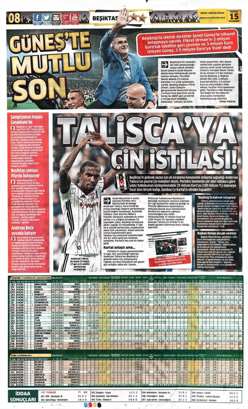 15 Haziran 2017 | İşte gazetelerin Beşiktaş manşetleri - Görsel 3