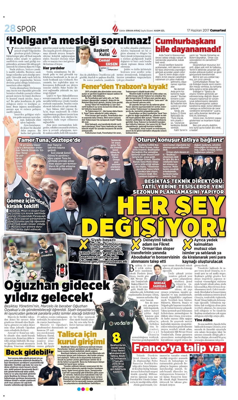 17 Haziran 2017 | İşte gazetelerin Beşiktaş manşetleri - Görsel 1
